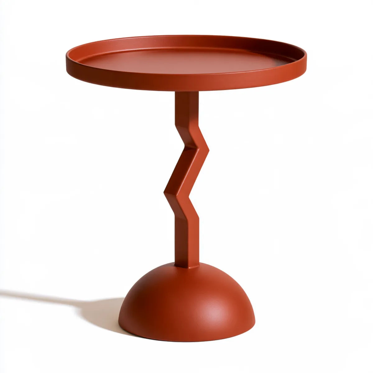 Round Steel Tray Top Side Table, 19.7 in Diameter, 23.6 in High, Terracotta