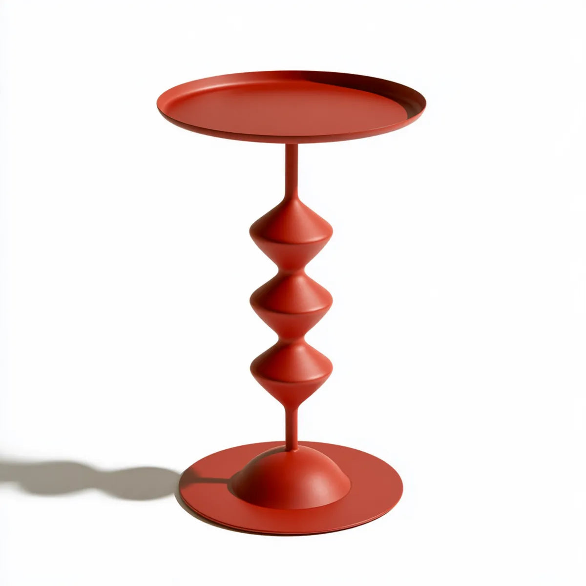 Round Red Steel Side Table, 18 in. Diameter x 24 in. High