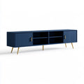 Navy Blue MDF TV Stand Media Console with Gold Steel Legs, 70.9 x 15.7 x 23.6 in