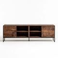 63 x 16 x 22 in Brown Solid Mango Wood TV Stand Media Console with Black Steel Legs