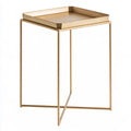 Square Tray Top Side Table, 17.7 x 17.7 x 23.6 in, Gold Powder-Coated Steel
