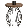 Round Side Table, 18 in. Diameter x 22 in. High, Brown and Black MDF and Iron