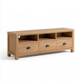 Rustic TV Stand with 3 Drawers and 3 Open Shelves, Natural Oak Veneer Engineered Wood, 70.9 x 17.7 x 23.6 in