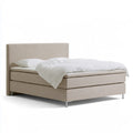 Beige Polyester Upholstered Queen Bed Frame with Padded Headboard, 63 x 83 x 45 in